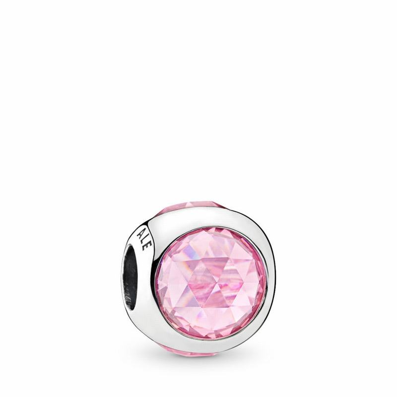 Pandora Radiant Droplet Charm Ireland - Sterling Silver/Pink/Cubic Zirconia - 047358SGM